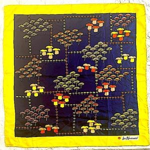 Vintage Silk Mushroom Print Scarf